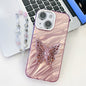 Plating Glitter Lens Film Texture Butterfly Holder Wristband Phone Case, For iPhone 14