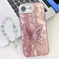 Plating Glitter Lens Film Texture Butterfly Holder Wristband Phone Case, For iPhone 17e / 16e