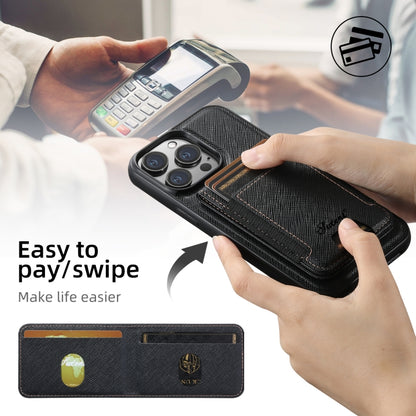 Suteni H17 Cross Grain Leather MagSafe Detachable Wallet Phone Case, For iPhone 16 Pro, For iPhone 16 Plus, For iPhone 16, For iPhone 15 Pro Max, For iPhone 15 Pro, For iPhone 15 Plus, For iPhone 15, For iPhone 14 Plus