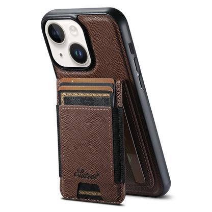 Suteni H17 Cross Grain Leather MagSafe Detachable Wallet Phone Case, For iPhone 16 Pro, For iPhone 16 Plus, For iPhone 16, For iPhone 15 Pro Max, For iPhone 15 Pro, For iPhone 15 Plus, For iPhone 15, For iPhone 14 Plus