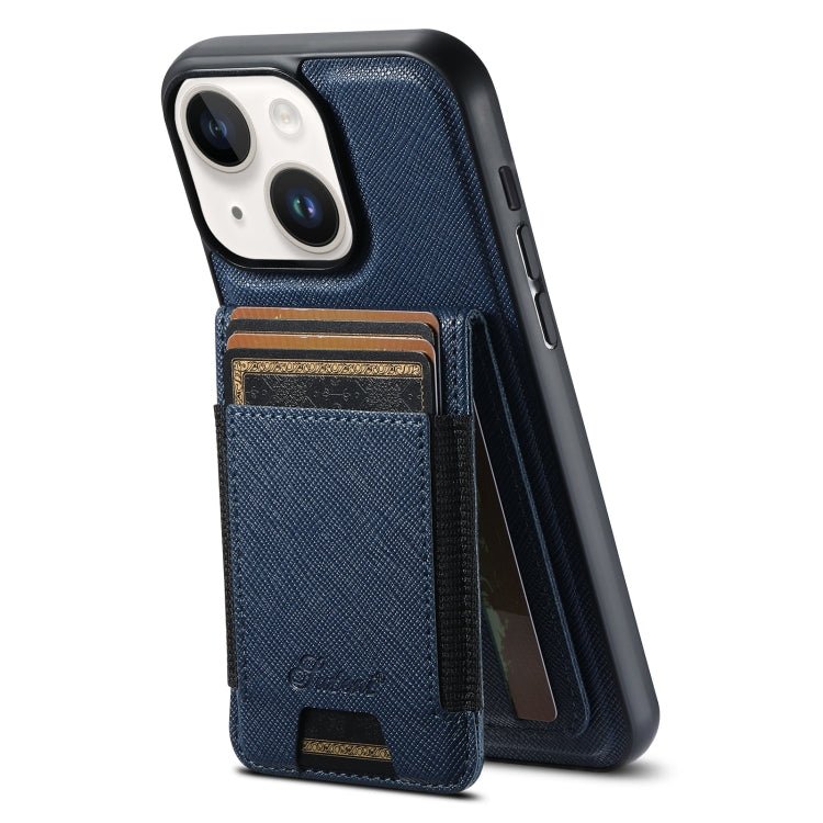 Suteni H17 Cross Grain Leather MagSafe Detachable Wallet Phone Case, For iPhone 16 Pro, For iPhone 16 Plus, For iPhone 16, For iPhone 15 Pro Max, For iPhone 15 Pro, For iPhone 15 Plus, For iPhone 15, For iPhone 14 Plus