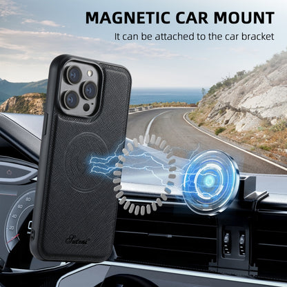 Suteni H17 Cross Grain Leather MagSafe Detachable Wallet Phone Case, For iPhone 14, For iPhone 14 Pro, For iPhone 14 Pro Max, For iPhone 13 Pro Max, For iPhone 13 Pro, For iPhone 13, For iPhone 12, For iPhone 12 Pro Max