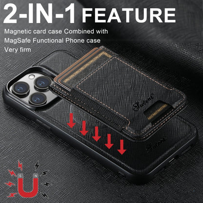 Suteni H17 Cross Grain Leather MagSafe Detachable Wallet Phone Case, For iPhone 12 Pro