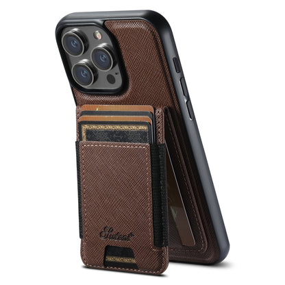 Suteni H17 Cross Grain Leather MagSafe Detachable Wallet Phone Case, For iPhone 12 Pro