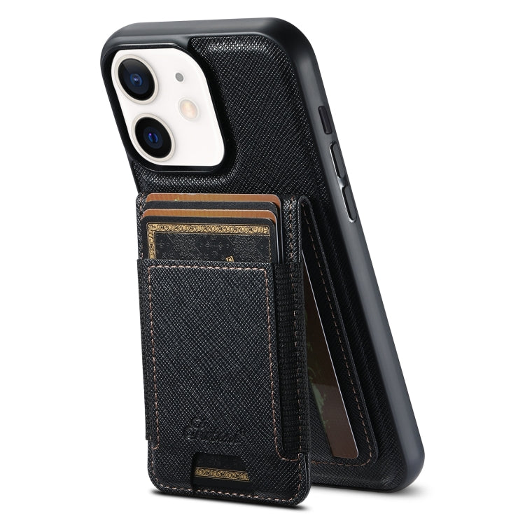 Suteni H17 Cross Grain Leather MagSafe Detachable Wallet Phone Case, For iPhone 14, For iPhone 14 Pro, For iPhone 14 Pro Max, For iPhone 13 Pro Max, For iPhone 13 Pro, For iPhone 13, For iPhone 12, For iPhone 12 Pro Max