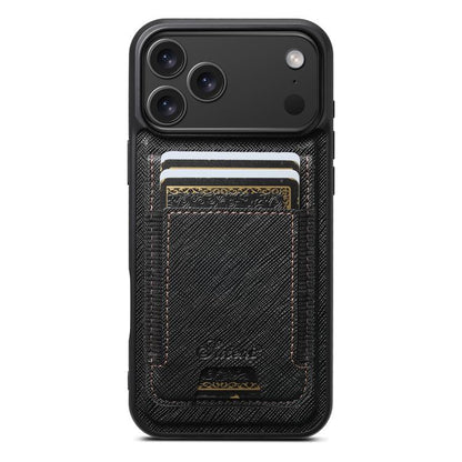 Suteni H17 Cross Grain Leather MagSafe Detachable Wallet Phone Case, For iPhone 18, For iPhone 18 Pro, For iPhone 18 Pro Max, For iPhone 17 Pro Max, For iPhone 17 Pro, For iPhone 17, For iPhone Air, For iPhone 16 Pro Max