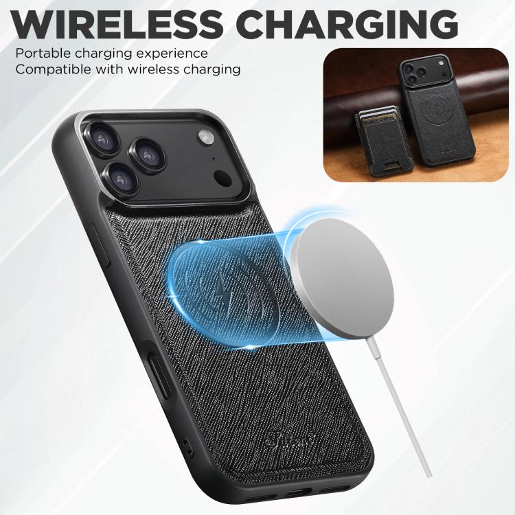 Suteni H17 Cross Grain Leather MagSafe Detachable Wallet Phone Case, For iPhone 18, For iPhone 18 Pro, For iPhone 18 Pro Max, For iPhone 17 Pro Max, For iPhone 17 Pro, For iPhone 17, For iPhone Air, For iPhone 16 Pro Max