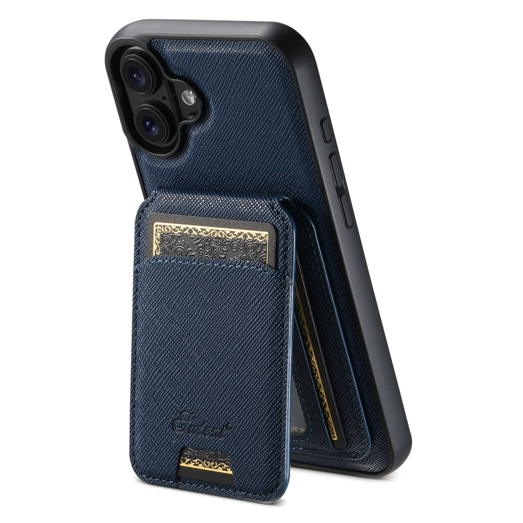 Suteni H18 Cross Grain MagSafe Wallet Leather Phone Case, For iPhone 16 Pro, For iPhone 16 Plus, For iPhone 16, For iPhone 15 Pro Max, For iPhone 15 Pro, For iPhone 15 Plus, For iPhone 15, For iPhone 14 Plus