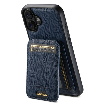 Suteni H18 Cross Grain MagSafe Wallet Leather Phone Case, For iPhone 16 Pro, For iPhone 16 Plus, For iPhone 16, For iPhone 15 Pro Max, For iPhone 15 Pro, For iPhone 15 Plus, For iPhone 15, For iPhone 14 Plus