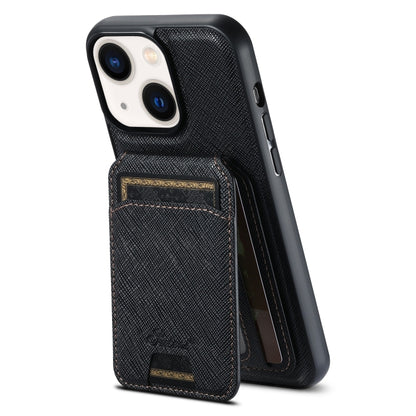 Suteni H18 Cross Grain MagSafe Wallet Leather Phone Case, For iPhone 14, For iPhone 14 Pro, For iPhone 14 Pro Max, For iPhone 13 Pro Max, For iPhone 13 Pro, For iPhone 13, For iPhone 12, For iPhone 12 Pro Max