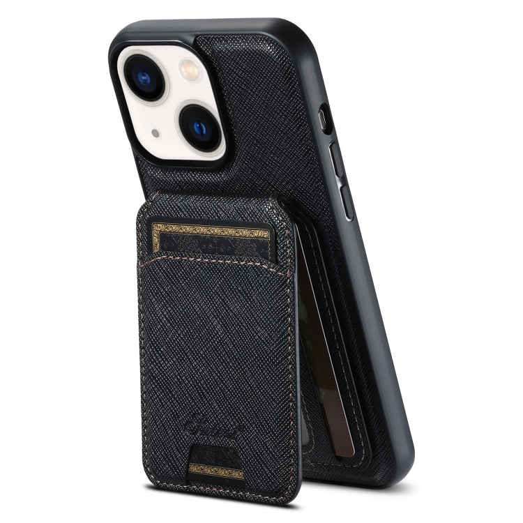 Suteni H18 Cross Grain MagSafe Wallet Leather Phone Case, For iPhone 14, For iPhone 14 Pro, For iPhone 14 Pro Max, For iPhone 13 Pro Max, For iPhone 13 Pro, For iPhone 13, For iPhone 12, For iPhone 12 Pro Max