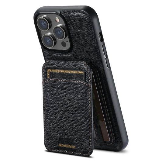 Suteni H18 Cross Grain MagSafe Wallet Leather Phone Case, For iPhone 12 Pro