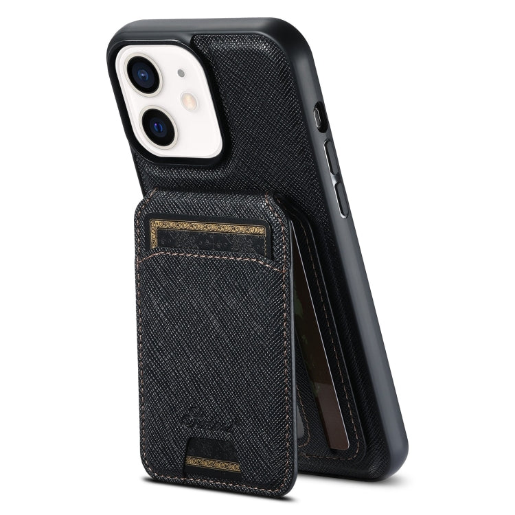 Suteni H18 Cross Grain MagSafe Wallet Leather Phone Case, For iPhone 14, For iPhone 14 Pro, For iPhone 14 Pro Max, For iPhone 13 Pro Max, For iPhone 13 Pro, For iPhone 13, For iPhone 12, For iPhone 12 Pro Max