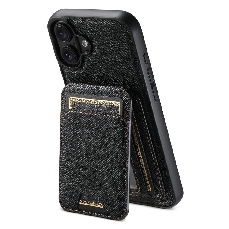 Suteni H18 Cross Grain MagSafe Wallet Leather Phone Case, For iPhone 18, For iPhone 18 Pro, For iPhone 18 Pro Max, For iPhone 17 Pro Max, For iPhone 17 Pro, For iPhone 17, For iPhone Air, For iPhone 16 Pro Max