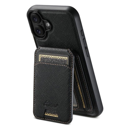 Suteni H18 Cross Grain MagSafe Wallet Leather Phone Case, For iPhone 18, For iPhone 18 Pro, For iPhone 18 Pro Max, For iPhone 17 Pro Max, For iPhone 17 Pro, For iPhone 17, For iPhone Air, For iPhone 16 Pro Max