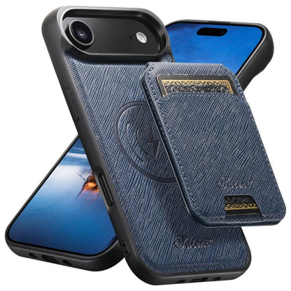 Suteni H18 Cross Grain MagSafe Wallet Leather Phone Case, For iPhone 17 Pro Max, For iPhone 17 Pro, For iPhone 17, For iPhone Air, For iPhone 16 Pro Max, For iPhone 16 Pro, For iPhone 16 Plus, For iPhone 16