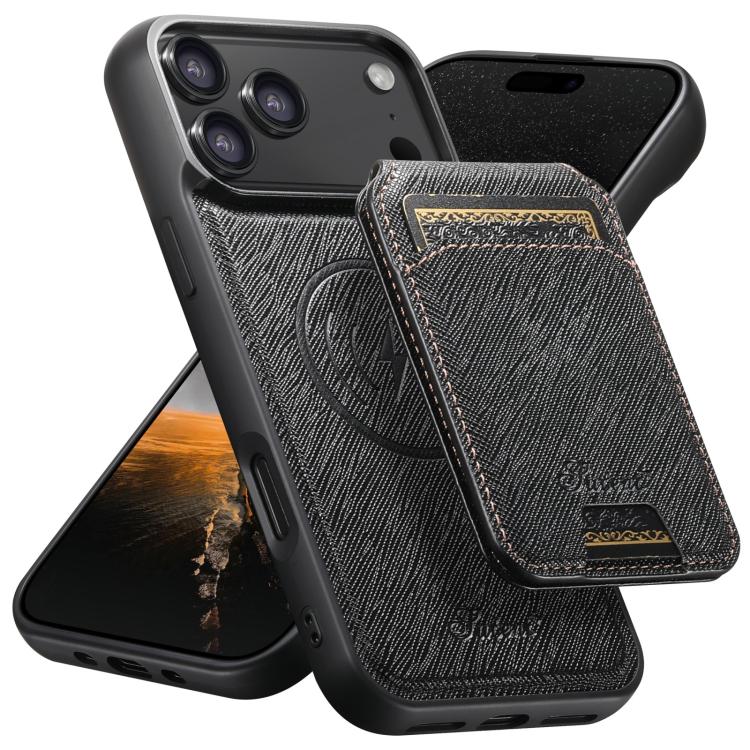 Suteni H18 Cross Grain MagSafe Wallet Leather Phone Case, For iPhone 18, For iPhone 18 Pro, For iPhone 18 Pro Max, For iPhone 17 Pro Max, For iPhone 17 Pro, For iPhone 17, For iPhone Air, For iPhone 16 Pro Max