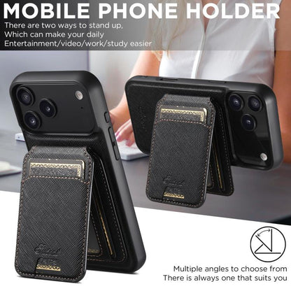 Suteni H18 Cross Grain MagSafe Wallet Leather Phone Case, For iPhone 18, For iPhone 18 Pro, For iPhone 18 Pro Max, For iPhone 17 Pro Max, For iPhone 17 Pro, For iPhone 17, For iPhone Air, For iPhone 16 Pro Max
