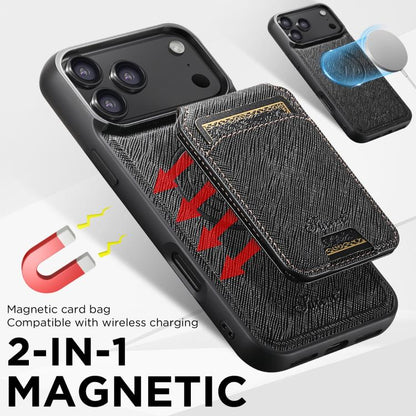 Suteni H18 Cross Grain MagSafe Wallet Leather Phone Case, For iPhone 18, For iPhone 18 Pro, For iPhone 18 Pro Max, For iPhone 17 Pro Max, For iPhone 17 Pro, For iPhone 17, For iPhone Air, For iPhone 16 Pro Max