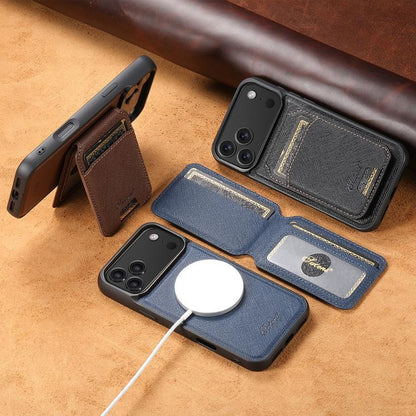 Suteni H18 Cross Grain MagSafe Wallet Leather Phone Case, For iPhone 14, For iPhone 14 Pro, For iPhone 14 Pro Max, For iPhone 13 Pro Max, For iPhone 13 Pro, For iPhone 13, For iPhone 12, For iPhone 12 Pro Max
