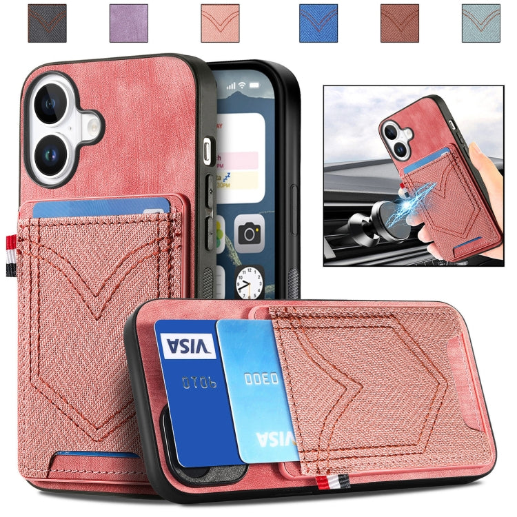 Denim Texture Leather Skin Phone Case with Card Slot, For iPhone Air, For iPhone 16 Pro Max, For iPhone 16 Pro, For iPhone 16 Plus