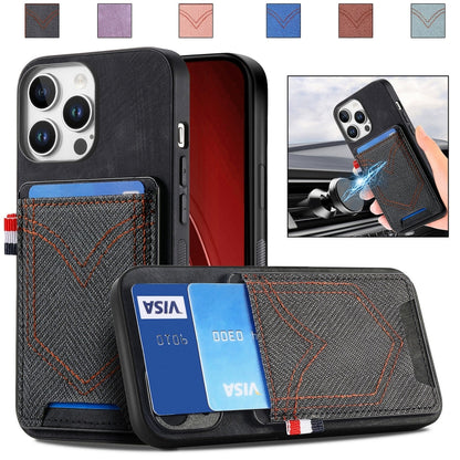 Denim Texture Leather Skin Phone Case with Card Slot, For iPhone Air, For iPhone 16 Pro Max, For iPhone 16 Pro, For iPhone 16 Plus