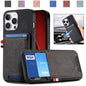 Denim Texture Leather Skin Phone Case with Card Slot, For iPhone Air, For iPhone 16 Pro Max, For iPhone 16 Pro, For iPhone 16 Plus