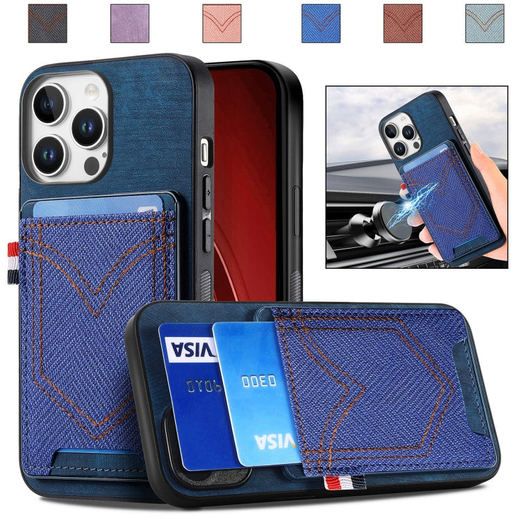 Denim Texture Leather Skin Phone Case with Card Slot, For iPhone Air, For iPhone 16 Pro Max, For iPhone 16 Pro, For iPhone 16 Plus