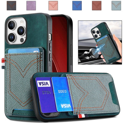 Denim Texture Leather Skin Phone Case with Card Slot, For iPhone Air, For iPhone 16 Pro Max, For iPhone 16 Pro, For iPhone 16 Plus