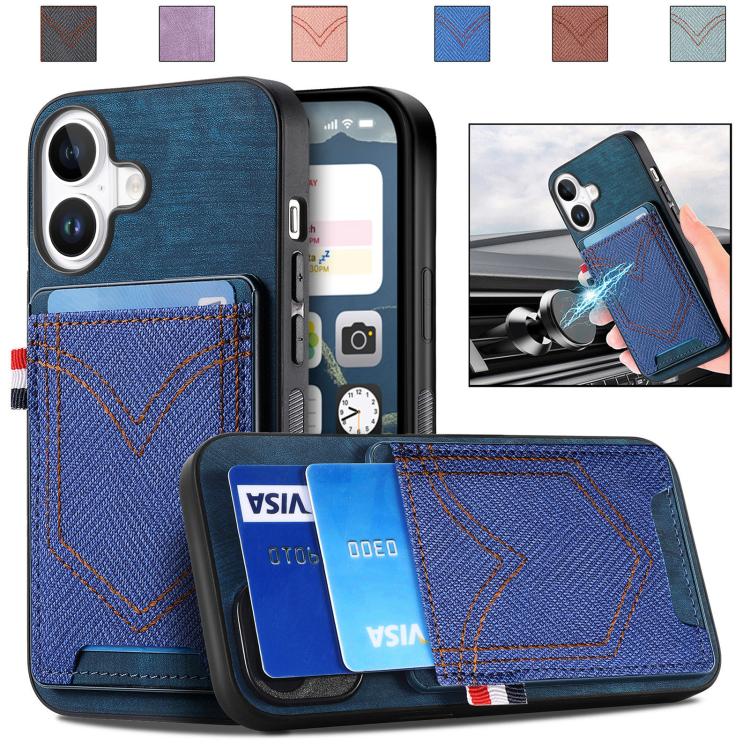 Denim Texture Leather Skin Phone Case with Card Slot, For iPhone 18 Pro / 17 Pro, For iPhone 18 Pro Max / 17 Pro Max, For iPhone 17e / 16e, For iPhone 17