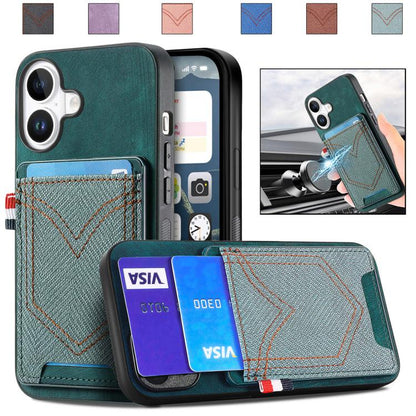 Denim Texture Leather Skin Phone Case with Card Slot, For iPhone 18 Pro / 17 Pro, For iPhone 18 Pro Max / 17 Pro Max, For iPhone 17e / 16e, For iPhone 17