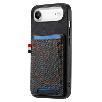 Denim Texture Leather Skin Phone Case with Card Slot, For iPhone Air, For iPhone 16 Pro Max, For iPhone 16 Pro, For iPhone 16 Plus