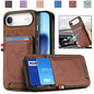 Denim Texture Leather Skin Phone Case with Card Slot, For iPhone Air, For iPhone 16 Pro Max, For iPhone 16 Pro, For iPhone 16 Plus
