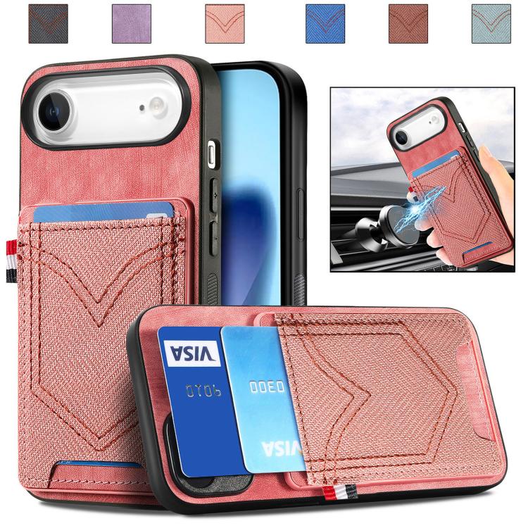 Denim Texture Leather Skin Phone Case with Card Slot, For iPhone Air, For iPhone 16 Pro Max, For iPhone 16 Pro, For iPhone 16 Plus
