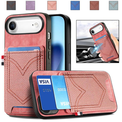 Denim Texture Leather Skin Phone Case with Card Slot, For iPhone Air, For iPhone 16 Pro Max, For iPhone 16 Pro, For iPhone 16 Plus