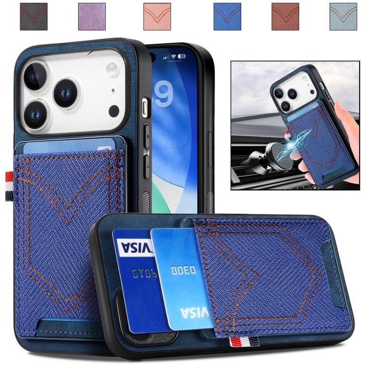 Denim Texture Leather Skin Phone Case with Card Slot, For iPhone 18 Pro / 17 Pro, For iPhone 18 Pro Max / 17 Pro Max, For iPhone 17e / 16e, For iPhone 17