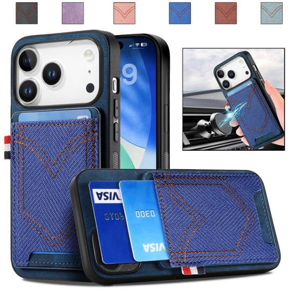Denim Texture Leather Skin Phone Case with Card Slot, For iPhone 18 Pro / 17 Pro, For iPhone 18 Pro Max / 17 Pro Max, For iPhone 17e / 16e, For iPhone 17