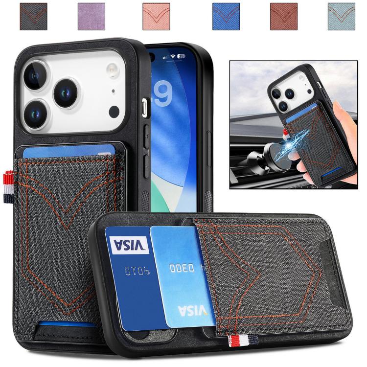 Denim Texture Leather Skin Phone Case with Card Slot, For iPhone 18 Pro / 17 Pro, For iPhone 18 Pro Max / 17 Pro Max, For iPhone 17e / 16e, For iPhone 17