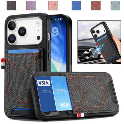 Denim Texture Leather Skin Phone Case with Card Slot, For iPhone 18 Pro / 17 Pro, For iPhone 18 Pro Max / 17 Pro Max, For iPhone 17e / 16e, For iPhone 17