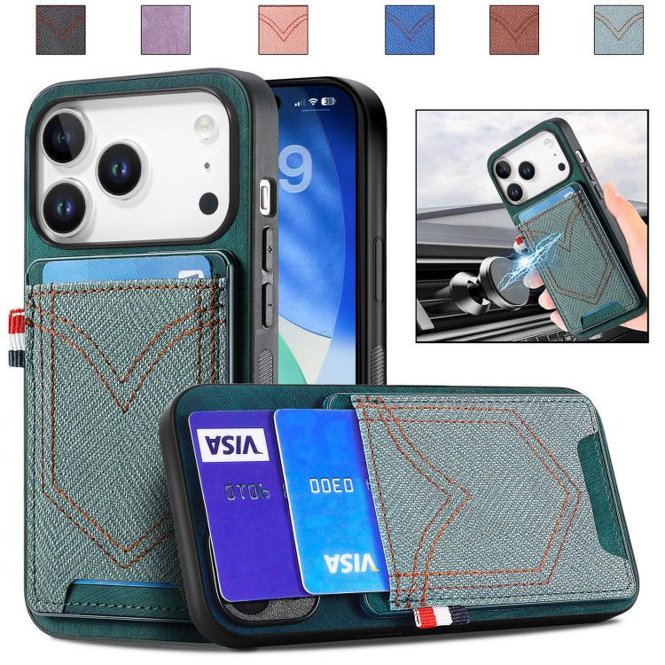 Denim Texture Leather Skin Phone Case with Card Slot, For iPhone 18 Pro / 17 Pro, For iPhone 18 Pro Max / 17 Pro Max, For iPhone 17e / 16e, For iPhone 17