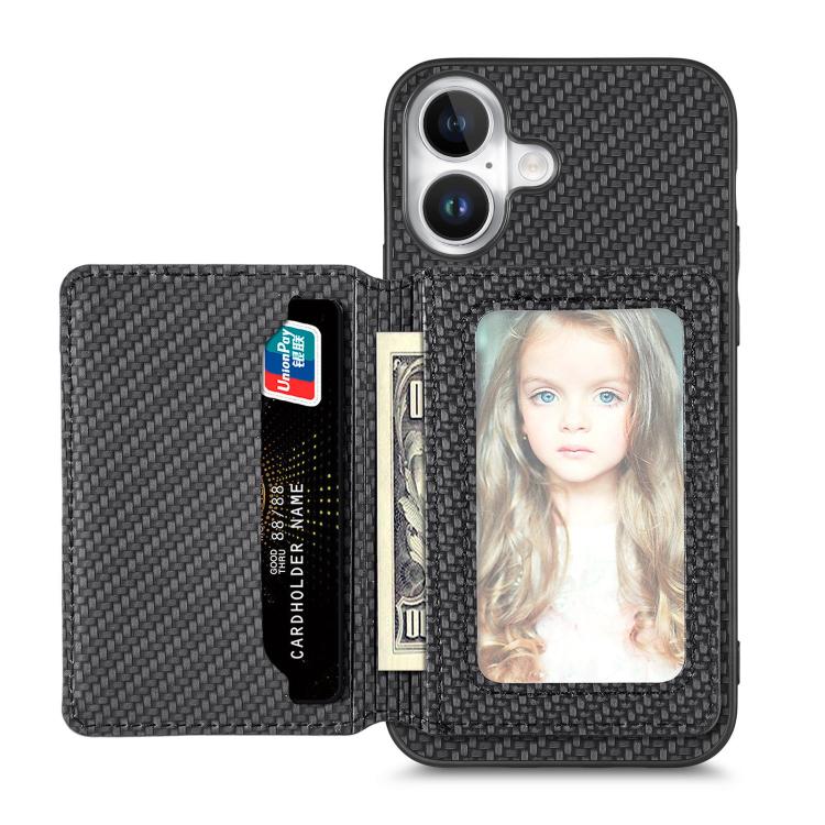Carbon Fiber Magnetic Card Wallet RFID Blocking Phone Case, For iPhone 18 Pro / 17 Pro, For iPhone 18 Pro Max / 17 Pro Max, For iPhone 17e / 16e, For iPhone 17
