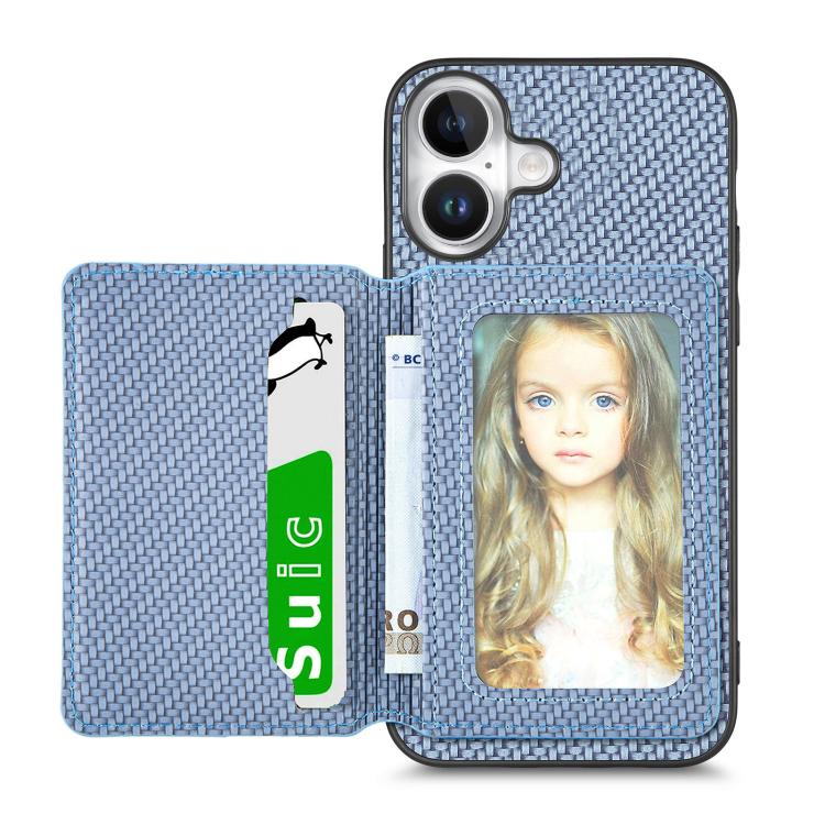 Carbon Fiber Magnetic Card Wallet RFID Blocking Phone Case, For iPhone 18 Pro / 17 Pro, For iPhone 18 Pro Max / 17 Pro Max, For iPhone 17e / 16e, For iPhone 17