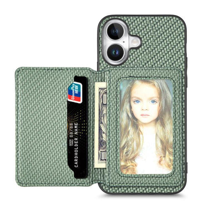 Carbon Fiber Magnetic Card Wallet RFID Blocking Phone Case, For iPhone 18 Pro / 17 Pro, For iPhone 18 Pro Max / 17 Pro Max, For iPhone 17e / 16e, For iPhone 17