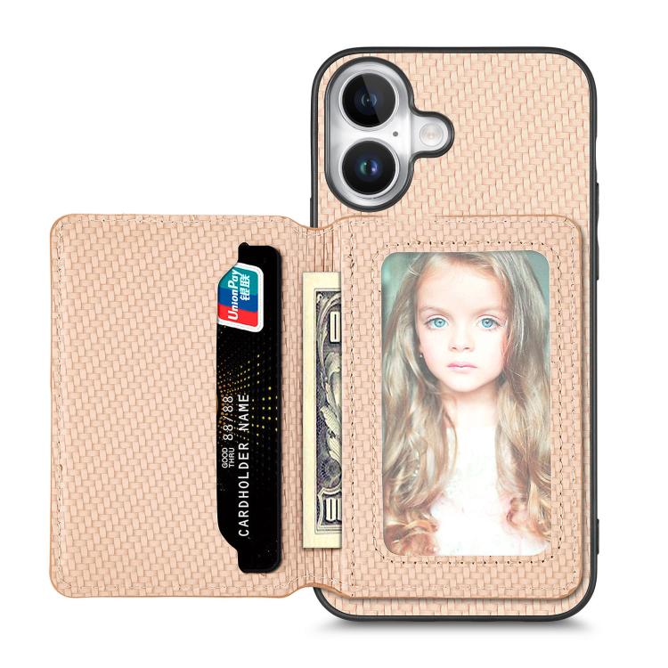 Carbon Fiber Magnetic Card Wallet RFID Blocking Phone Case, For iPhone 18 Pro / 17 Pro, For iPhone 18 Pro Max / 17 Pro Max, For iPhone 17e / 16e, For iPhone 17