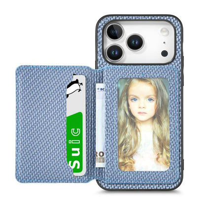 Carbon Fiber Magnetic Card Wallet RFID Blocking Phone Case, For iPhone 18 Pro / 17 Pro, For iPhone 18 Pro Max / 17 Pro Max, For iPhone 17e / 16e, For iPhone 17