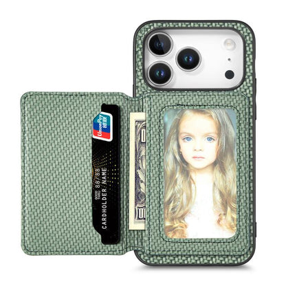 Carbon Fiber Magnetic Card Wallet RFID Blocking Phone Case, For iPhone 18 Pro / 17 Pro, For iPhone 18 Pro Max / 17 Pro Max, For iPhone 17e / 16e, For iPhone 17