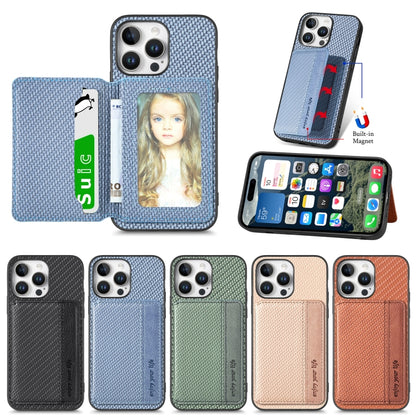 Carbon Fiber Magnetic Card Wallet RFID Blocking Phone Case, For iPhone 18 Pro / 17 Pro, For iPhone 18 Pro Max / 17 Pro Max, For iPhone 17e / 16e, For iPhone 17