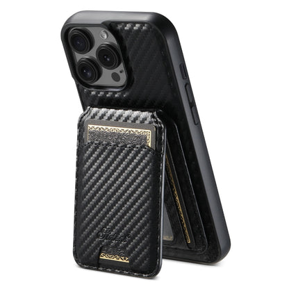 Suteni TXWH18 Carbon Fiber Texture Detachable Wallet MagSafe Phone Case, For iPhone 12 Pro