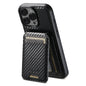 Suteni TXWH18 Carbon Fiber Texture Detachable Wallet MagSafe Phone Case, For iPhone 12 Pro
