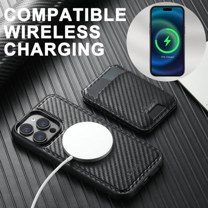 Suteni TXWH18 Carbon Fiber Texture Detachable Wallet MagSafe Phone Case, For iPhone 12 Pro